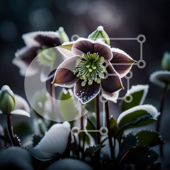 Intra Συλλεκτικό Ξύλινο Παζλ Plywood  4mm - Εκπληκτική κοντινή λήψη ενός παγωμένου λευκού λουλουδιού Σε Ξύλινο Κουτί - Διαστάσεις: 10x10 cm – 25 κομμάτια