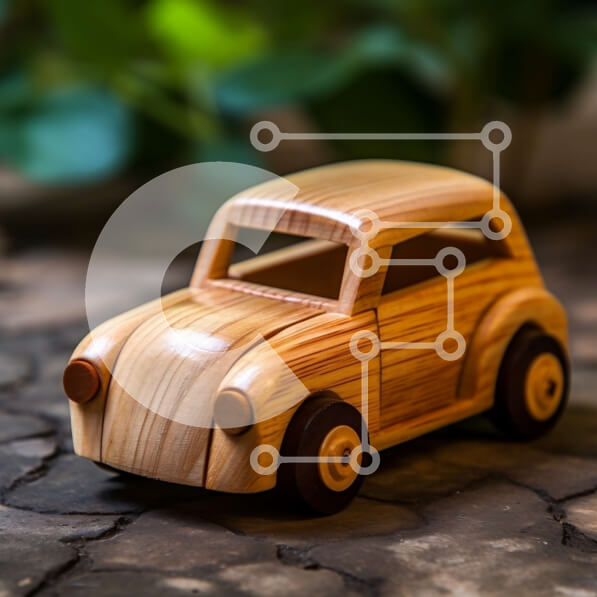 Intra Συλλεκτικό Ξύλινο Παζλ Plywood  4mm - Μικρό ξύλινο αυτοκίνητο σε βραχώδη επιφάνεια Σε Ξύλινο Κουτί - Διαστάσεις Puzzle: 10x10 cm – 25 κομμάτια