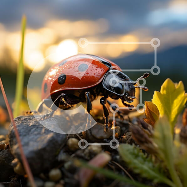 Intra Συλλεκτικό Ξύλινο Παζλ Plywood  4mm - Όμορφη εικόνα μιας πασχαλίτσας σε έναν βράχο στο ηλιοβασίλεμα Σε Ξύλινο Κουτί - Διαστάσεις: 10x10 cm – 25 κομμάτια