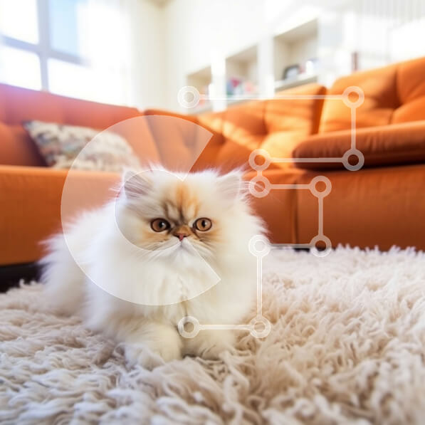 Intra Συλλεκτικό Ξύλινο Παζλ Plywood  4mm - Αξιολάτρευτη εικόνα της χνουδωτής λευκής γάτας στο σαλόνι Σε Ξύλινο Κουτί - Διαστάσεις: 10x10 cm – 25 κομμάτια