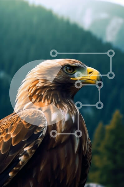 Σετ των 2 Intra Συλλεκτικό Ξύλινο Παζλ Plywood  4mm - Εκπληκτική εικόνα ενός χρυσαετού σκαρφαλωμένο σε μια βραχώδη εξοχή με χιονισμένα βουνά σε απόσταση Σε Ξύλινο Κουτί - Διαστάσεις: 10x10 cm – 25 κομμάτια