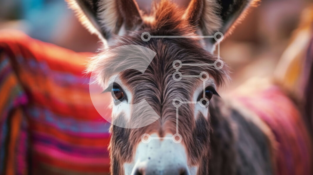 Σετ των 2 Intra Συλλεκτικό Ξύλινο Παζλ Plywood  4mm - Κοντινή όψη του προσώπου ενός γαϊδάρου Σε Ξύλινο Κουτί - Διαστάσεις: 10x10 cm – 25 κομμάτια