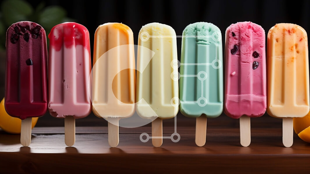 Σετ των 2 Intra Συλλεκτικό Ξύλινο Παζλ Plywood  4mm - Ζωντανή εικόνα με πολύχρωμα Popsicles σε ένα ξύλινο τραπέζι Σε Ξύλινο Κουτί - Διαστάσεις: 10x10 cm – 25 κομμάτια