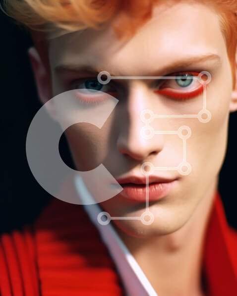 Intra Συλλεκτικό Ξύλινο Παζλ Plywood  4mm - Σοβαρό πορτρέτο ενός νεαρού άνδρα με κόκκινα μαλλιά και μπλε μάτια Σε Ξύλινο Κουτί - Διαστάσεις Puzzle: 10x10 cm – 25 κομμάτια