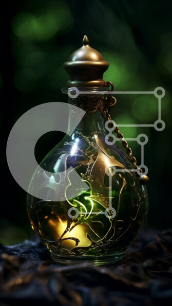 Intra Συλλεκτικό Ξύλινο Παζλ Plywood  4mm - Εκπληκτική εικόνα μικρού γυάλινου μπουκαλιού με πράσινο υγρό Σε Ξύλινο Κουτί - Διαστάσεις: 10x10 cm – 25 κομμάτια