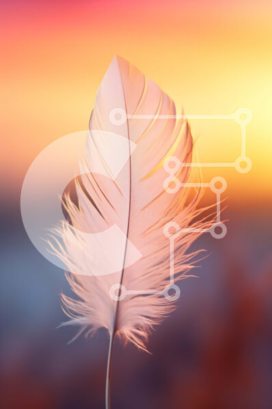 Σετ των 2 Intra Συλλεκτικό Ξύλινο Παζλ Plywood  4mm - Εκπληκτική εικόνα ενός λευκού φτερού που επιπλέει στο ηλιοβασίλεμα Σε Ξύλινο Κουτί - Διαστάσεις: 10x10 cm – 25 κομμάτια