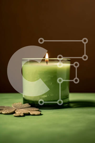 Intra Συλλεκτικό Ξύλινο Παζλ Plywood  4mm - Γιορτάστε την Ημέρα του Αγίου Πατρικίου με ένα πράσινο κερί με τριφύλλια Σε Ξύλινο Κουτί - Διαστάσεις Puzzle: 10x10 cm – 25 κομμάτια