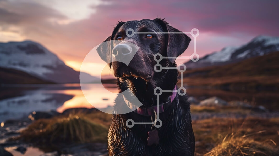 Σετ των 2 Intra Συλλεκτικό Ξύλινο Παζλ Plywood  4mm - Μαύρος σκύλος Labrador Retriever στο ηλιοβασίλεμα σε μια βραχώδη ακτή Σε Ξύλινο Κουτί - Διαστάσεις: 10x10 cm – 25 κομμάτια