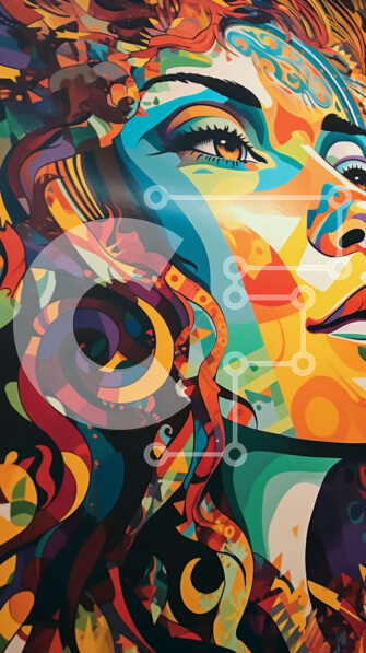 Intra Συλλεκτικό Ξύλινο Παζλ Plywood  4mm - Δονούμενη εικόνα μιας έκπληκτης γυναίκας με πολύχρωμα μαλλιά και μακιγιάζ Σε Ξύλινο Κουτί - Διαστάσεις Puzzle: 10x10 cm – 25 κομμάτια