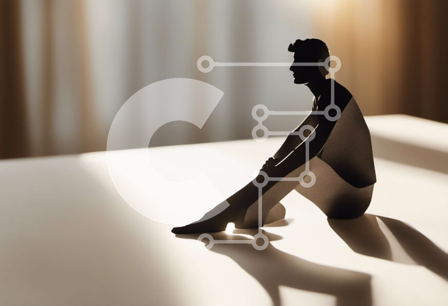 Intra Συλλεκτικό Ξύλινο Παζλ Plywood  4mm - Σιλουέτα ενός ατόμου σε βαθιά σκέψη ή διαλογισμό Σε Ξύλινο Κουτί - Διαστάσεις Puzzle: 10x10 cm – 25 κομμάτια