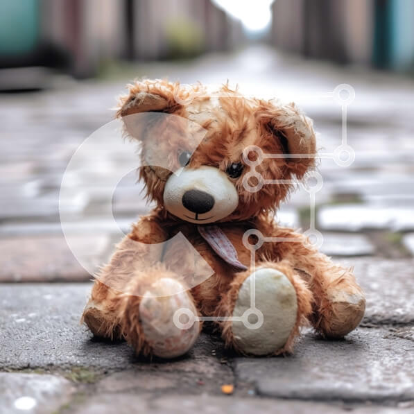 Intra Συλλεκτικό Ξύλινο Παζλ Plywood  4mm - Αξιολάτρευτη εικόνα ενός καφέ αρκουδάκι σε ένα αστικό περιβάλλον Σε Ξύλινο Κουτί - Διαστάσεις: 10x10 cm – 25 κομμάτια