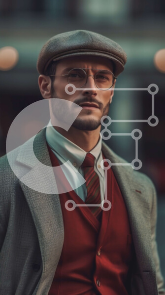 Intra Συλλεκτικό Ξύλινο Παζλ Plywood  4mm - Επαγγελματίας επιχειρηματίας που στέκεται στην οδό με τα χέρια στις τσέπες Σε Ξύλινο Κουτί - Διαστάσεις Puzzle: 10x10 cm – 25 κομμάτια