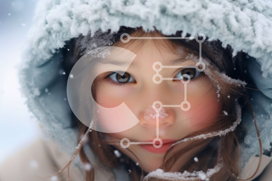 Intra Συλλεκτικό Ξύλινο Παζλ Plywood  4mm - Χαριτωμένη εικόνα ενός κοριτσιού με χειμερινά ρούχα στο χιόνι Σε Ξύλινο Κουτί - Διαστάσεις Puzzle: 10x10 cm – 25 κομμάτια