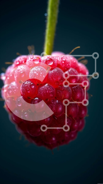 Σετ των 2 Intra Συλλεκτικό Ξύλινο Παζλ Plywood  4mm - Όμορφη εικόνα ενός κόκκινου βατόμουρου με σταγονίδια νερού σε ένα κλήμα Σε Ξύλινο Κουτί - Διαστάσεις: 10x10 cm – 25 κομμάτια