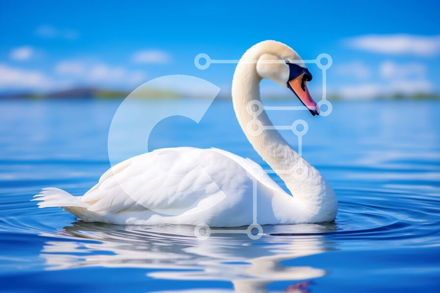 Intra Συλλεκτικό Ξύλινο Παζλ Plywood  4mm - Όμορφη εικόνα ενός λευκού κύκνου σε φόντο με καθαρό μπλε ουρανό Σε Ξύλινο Κουτί - Διαστάσεις: 10x10 cm – 25 κομμάτια