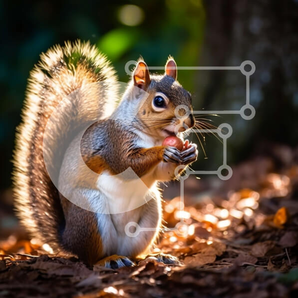 Intra Συλλεκτικό Ξύλινο Παζλ Plywood  4mm - Αξιολάτρευτος σκίουρος που τρώει βελανίδι σε ένα δάσος Σε Ξύλινο Κουτί - Διαστάσεις: 10x10 cm – 25 κομμάτια