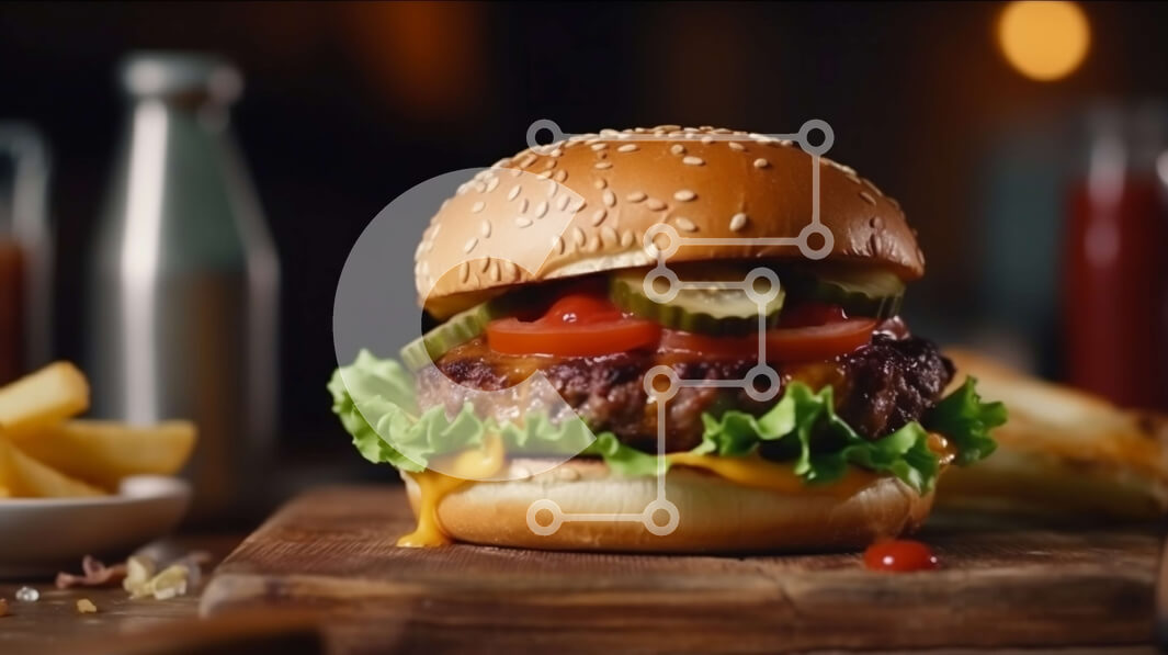 Σετ των 2 Intra Συλλεκτικό Ξύλινο Παζλ Plywood  4mm - Καταπληκτική εικόνα ενός Cheeseburger με όλα τα εξαρτήματα Σε Ξύλινο Κουτί - Διαστάσεις: 10x10 cm – 25 κομμάτια