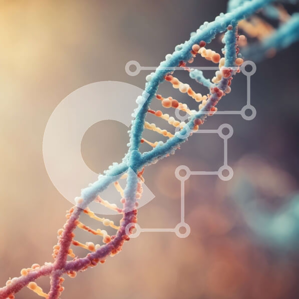 Intra Συλλεκτικό Ξύλινο Παζλ Plywood  4mm - Κοντινή όψη ενός κλώνου DNA σε δομή διπλής έλικας Σε Ξύλινο Κουτί - Διαστάσεις Puzzle: 10x10 cm – 25 κομμάτια