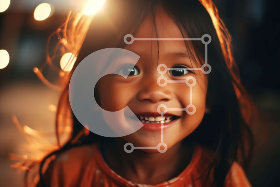 Intra Συλλεκτικό Ξύλινο Παζλ Plywood  4mm - Χαμογελαστό κορίτσι με μακριά μαύρα μαλλιά και καστανά μάτια Σε Ξύλινο Κουτί - Διαστάσεις Puzzle: 10x10 cm – 25 κομμάτια