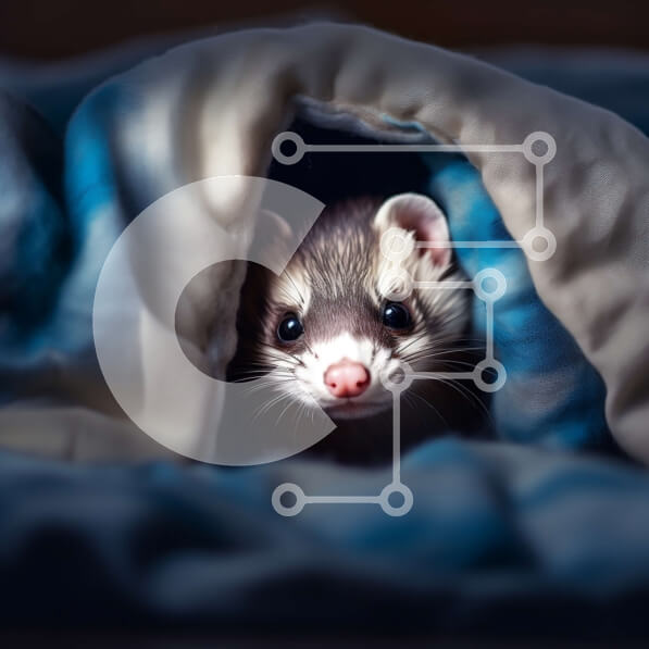 Intra Συλλεκτικό Ξύλινο Παζλ Plywood  4mm - Αξιολάτρευτη κοντινή εικόνα ενός κουνάβι που κρυφοκοιτάζει κάτω από μια κουβέρτα Σε Ξύλινο Κουτί - Διαστάσεις: 10x10 cm – 25 κομμάτια