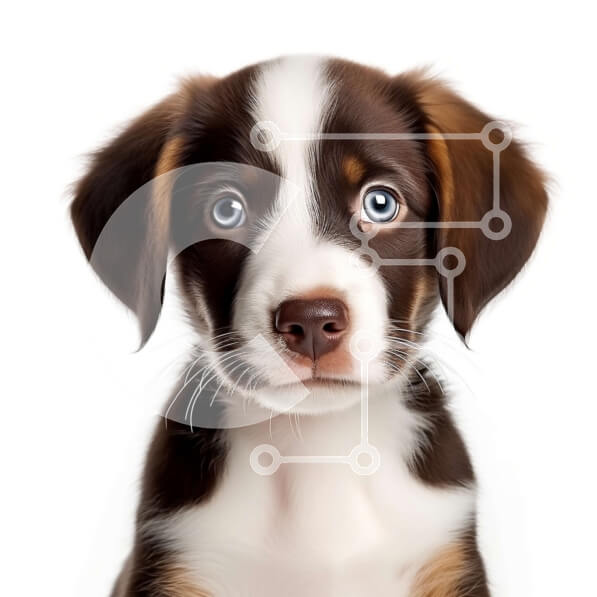 Intra Συλλεκτικό Ξύλινο Παζλ Plywood  4mm - Χαριτωμένη φωτογραφία ενός κουταβιού με αφράτο τρίχωμα και μπλε μάτια Σε Ξύλινο Κουτί - Διαστάσεις: 10x10 cm – 25 κομμάτια