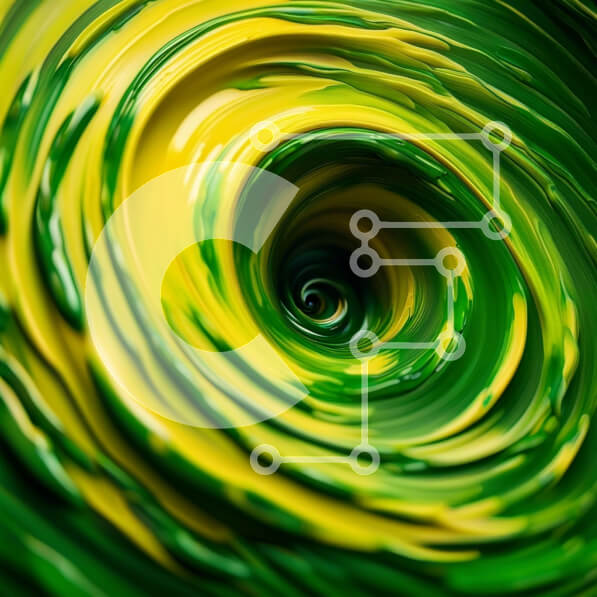 Intra Συλλεκτικό Ξύλινο Παζλ Plywood  4mm - Puzzle με Θέμα Abstract Art: Swirling Vortex of Green and Yellow Paint Σε Ξύλινο Κουτί - Διαστάσεις Puzzle: 10x10 cm – 25 κομμάτια