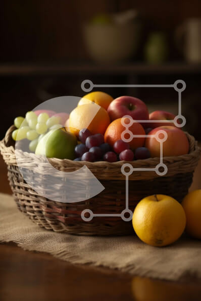 Σετ των 2 Intra Συλλεκτικό Ξύλινο Παζλ Plywood  4mm - Ζωντανό καλάθι με μικτά φρούτα Σε Ξύλινο Κουτί - Διαστάσεις: 10x10 cm – 25 κομμάτια