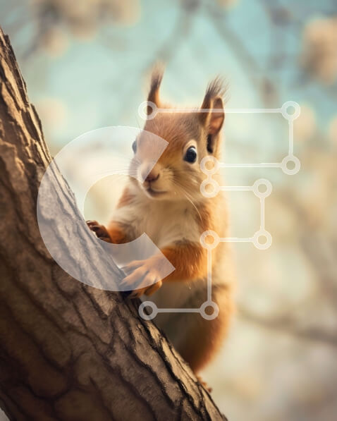 Σετ των 2 Intra Συλλεκτικό Ξύλινο Παζλ Plywood  4mm - Αξιολάτρευτη εικόνα ενός κόκκινου σκίουρου που κάθεται σε ένα κλαδί δέντρου Σε Ξύλινο Κουτί - Διαστάσεις: 10x10 cm – 25 κομμάτια