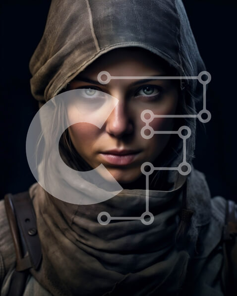 Intra Συλλεκτικό Ξύλινο Παζλ Plywood  4mm - Σοβαρή γυναίκα στο Hoodie και το κασκόλ Στοκ Φωτογραφία Σε Ξύλινο Κουτί - Διαστάσεις Puzzle: 10x10 cm – 25 κομμάτια