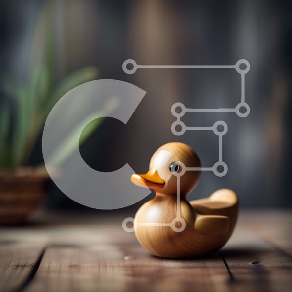 Intra Συλλεκτικό Ξύλινο Παζλ Plywood  4mm - Όμορφη εικόνα μιας μικρής ξύλινης πάπιας σε ένα ξύλινο τραπέζι με φυτό σε γλάστρα Σε Ξύλινο Κουτί - Διαστάσεις Puzzle: 10x10 cm – 25 κομμάτια