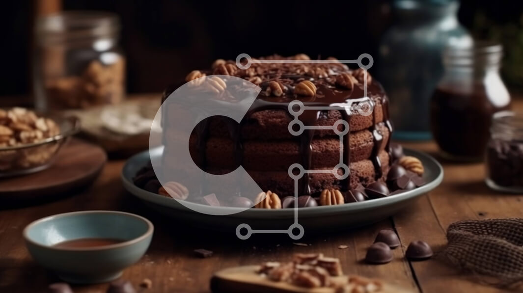 Σετ των 2 Intra Συλλεκτικό Ξύλινο Παζλ Plywood  4mm - Decadent κέικ σοκολάτας με πεκάν και ψιλόβροχο Σε Ξύλινο Κουτί - Διαστάσεις: 10x10 cm – 25 κομμάτια