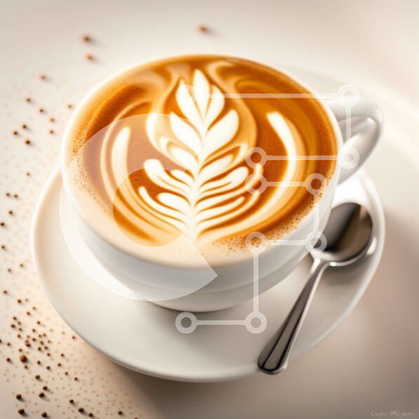 Σετ των 2 Intra Συλλεκτικό Ξύλινο Παζλ Plywood  4mm - Κομψό λευκό φλιτζάνι καφέ με σχέδιο φύλλων σε πιατάκι Σε Ξύλινο Κουτί - Διαστάσεις: 10x10 cm – 25 κομμάτια