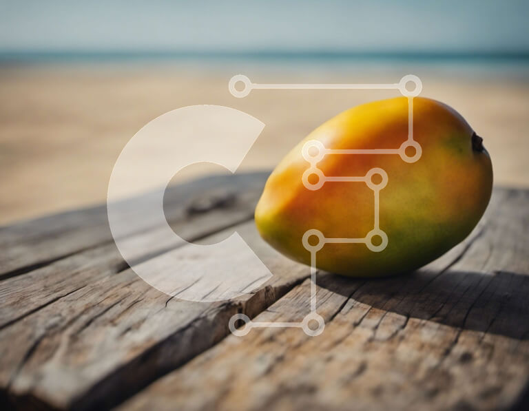 Σετ των 2 Intra Συλλεκτικό Ξύλινο Παζλ Plywood  4mm - Ώριμο κίτρινο μάνγκο σε ένα ξύλινο τραπέζι Σε Ξύλινο Κουτί - Διαστάσεις: 10x10 cm – 25 κομμάτια