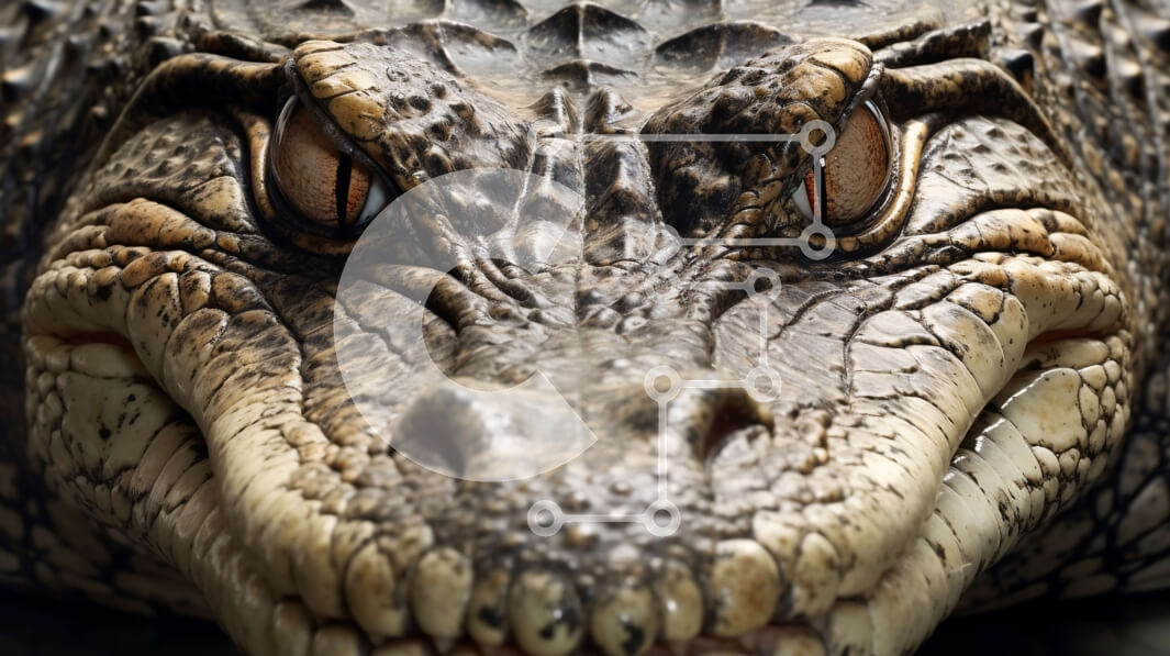 Σετ των 2 Intra Συλλεκτικό Ξύλινο Παζλ Plywood  4mm - Κοντινή εικόνα του κεφαλιού ενός κροκόδειλου με το στόμα ανοιχτό Σε Ξύλινο Κουτί - Διαστάσεις: 10x10 cm – 25 κομμάτια