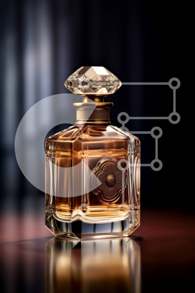 Intra Συλλεκτικό Ξύλινο Παζλ Plywood  4mm - Μπουκάλι αρώματος Chanel No. 5 σε ξύλινο τραπέζι Σε Ξύλινο Κουτί - Διαστάσεις Puzzle: 10x10 cm – 25 κομμάτια