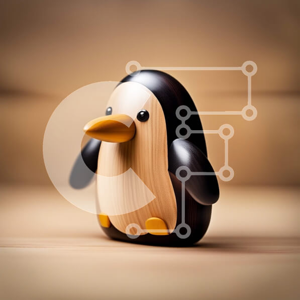 Intra Συλλεκτικό Ξύλινο Παζλ Plywood  4mm - Αξιολάτρευτο ξύλινο άγαλμα πιγκουίνου σε ρουστίκ ξύλινη επιφάνεια Σε Ξύλινο Κουτί - Διαστάσεις: 10x10 cm – 25 κομμάτια