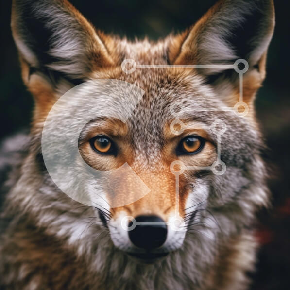 Intra Συλλεκτικό Ξύλινο Παζλ Plywood  4mm - Έντονη κινηματογράφηση σε πρώτο πλάνο του προσώπου ενός κογιότ Σε Ξύλινο Κουτί - Διαστάσεις: 10x10 cm – 25 κομμάτια