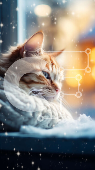 Σετ των 2 Intra Συλλεκτικό Ξύλινο Παζλ Plywood  4mm - Άνετη γάτα σε ένα χειμερινό περβάζι Σε Ξύλινο Κουτί - Διαστάσεις: 10x10 cm – 25 κομμάτια