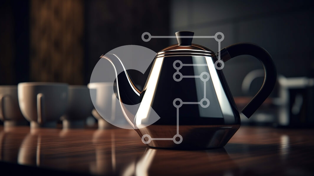 Intra Συλλεκτικό Ξύλινο Παζλ Plywood  4mm - Ασημένια τσαγιέρα με άσπρες κούπες σε ξύλινο τραπέζι Σε Ξύλινο Κουτί - Διαστάσεις: 10x10 cm – 25 κομμάτια