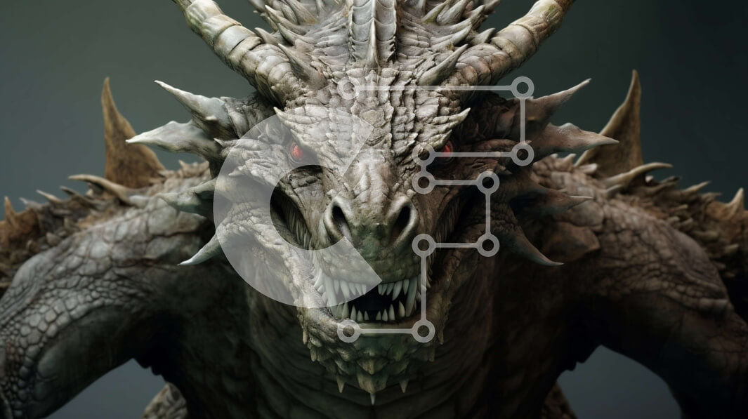 Intra Συλλεκτικό Ξύλινο Παζλ Plywood  4mm - Άγριος δράκος με αιχμηρά δόντια και κέρατα έτοιμος να επιτεθεί Σε Ξύλινο Κουτί - Διαστάσεις Puzzle: 10x10 cm – 25 κομμάτια