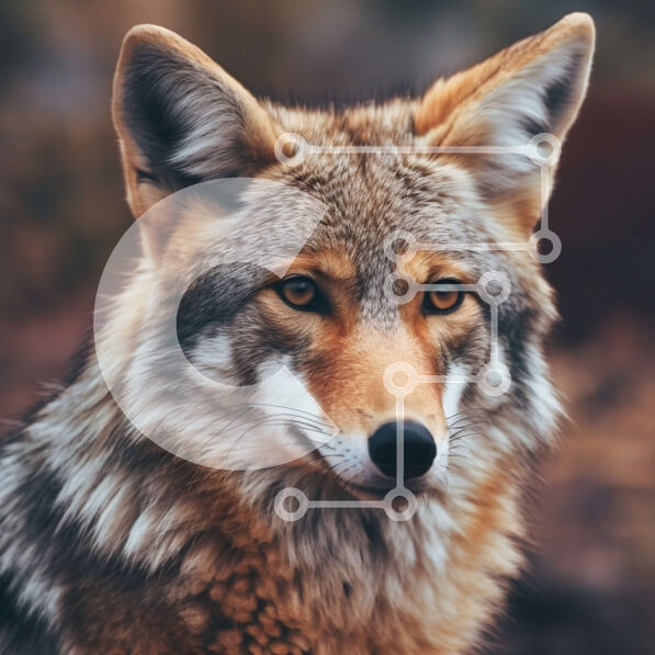 Intra Συλλεκτικό Ξύλινο Παζλ Plywood  4mm - Εκπληκτική κοντινή πλάνο του προσώπου ενός κογιότ με κίτρινα μάτια Σε Ξύλινο Κουτί - Διαστάσεις: 10x10 cm – 25 κομμάτια