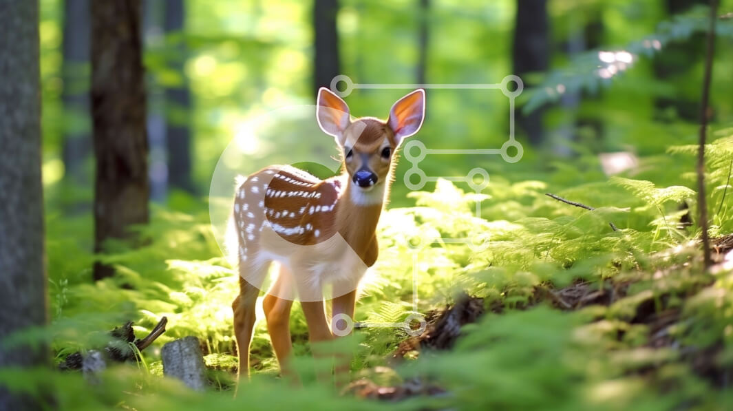 Intra Συλλεκτικό Ξύλινο Παζλ Plywood  4mm - Όμορφη εικόνα ενός ελαφιού σε ένα καταπράσινο δάσος με το φως του ήλιου Σε Ξύλινο Κουτί - Διαστάσεις: 10x10 cm – 25 κομμάτια