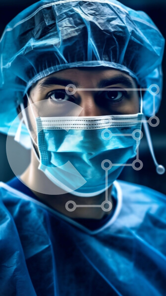 Intra Συλλεκτικό Ξύλινο Παζλ Plywood  4mm - Άνδρας χειρουργός που φορά μπλε χειρουργική μάσκα και φόρεμα - σοβαρή έκφραση Σε Ξύλινο Κουτί - Διαστάσεις Puzzle: 10x10 cm – 25 κομμάτια