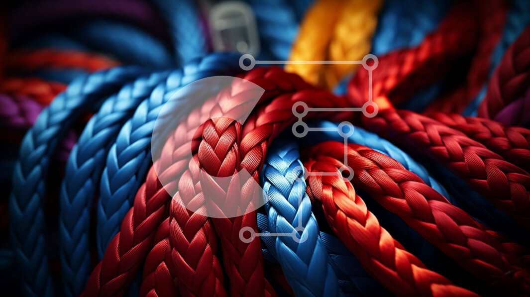 Intra Συλλεκτικό Ξύλινο Παζλ Plywood  4mm - Κοντινή εικόνα με πολύχρωμα σχοινιά σε μια χαοτική διάταξη Σε Ξύλινο Κουτί - Διαστάσεις Puzzle: 10x10 cm – 25 κομμάτια