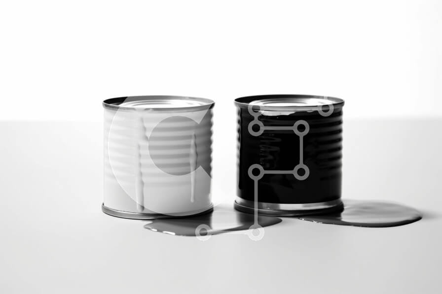 Σετ των 2 Intra Συλλεκτικό Ξύλινο Παζλ Plywood  4mm - Κομψά ασπρόμαυρα κουτάκια με φαγητό σε καθαρό φόντο Σε Ξύλινο Κουτί - Διαστάσεις: 10x10 cm – 25 κομμάτια