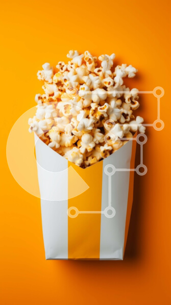 Intra Συλλεκτικό Ξύλινο Παζλ Plywood  4mm - Ποπ κορν σε λευκή και κίτρινη ριγέ τσάντα σε πορτοκαλί φόντο Σε Ξύλινο Κουτί - Διαστάσεις: 10x10 cm – 25 κομμάτια