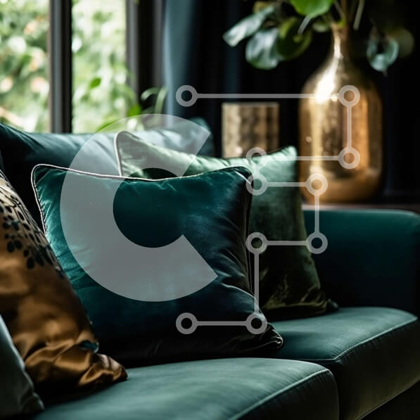 Intra Συλλεκτικό Ξύλινο Παζλ Plywood  4mm - Άνετη εσωτερική διακόσμηση με πράσινο καναπέ και λουλούδια Σε Ξύλινο Κουτί - Διαστάσεις Puzzle: 10x10 cm – 25 κομμάτια