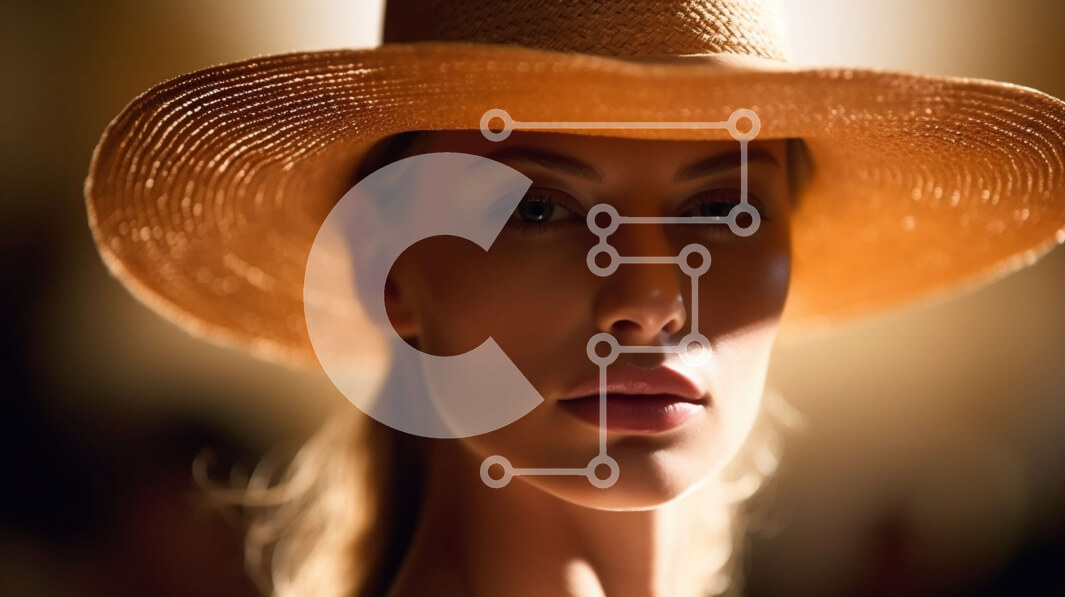 Intra Συλλεκτικό Ξύλινο Παζλ Plywood  4mm - Ουδέτερο πορτρέτο μιας γυναίκας που φορά ένα ψάθινο καπέλο Σε Ξύλινο Κουτί - Διαστάσεις Puzzle: 10x10 cm – 25 κομμάτια