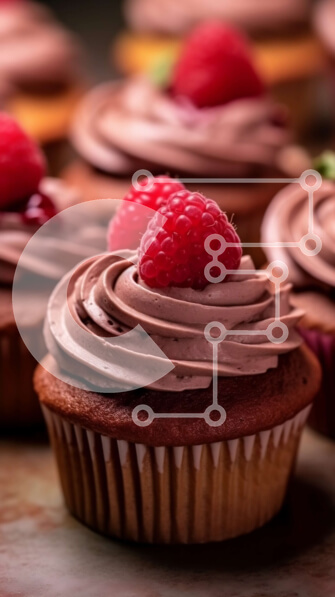 Intra Συλλεκτικό Ξύλινο Παζλ Plywood  4mm - Λαχταριστά Cupcakes σοκολάτας με φρέσκα σμέουρα Σε Ξύλινο Κουτί - Διαστάσεις: 10x10 cm – 25 κομμάτια