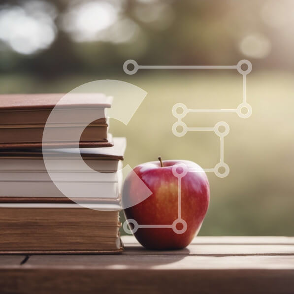 Intra Συλλεκτικό Ξύλινο Παζλ Plywood  4mm - Στοίβα από βιβλία με κόκκινο μήλο σε ξύλινο τραπέζι Σε Ξύλινο Κουτί - Διαστάσεις Puzzle: 10x10 cm – 25 κομμάτια